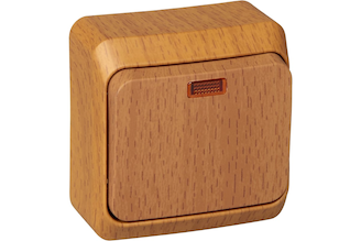 Одноклавишный выключатель Systeme Electric ОП Этюд Дача 10А IP20 с индикацией, бук BA10-005T