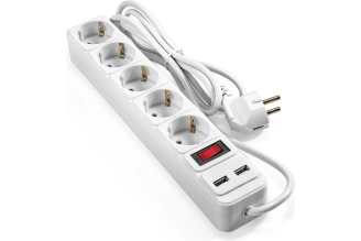 Сетевой фильтр-удлинитель ExeGate SP-5-USB-1.8W 5 розеток 2 USB-A 1,8 м белый 295491