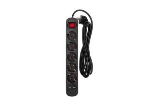 Удлинитель REXANT Standard 5 гнезд 3 м с заземлением, выключателем и 2 USB черный 13-4041