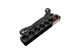 Сетевой фильтр UNIVersal ПВС 3х0,75 6гнезд, выключатель с индикацией, с заземлением, защитные шторки, черный 7м 967U-4007