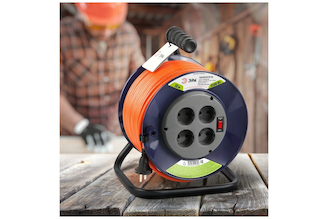 Силовой удлинитель ЭРА RPx-4s-2x1.5-50m, на пластиковой катушке, без заземления, 4 розетки, 50м, ПВС 2х1.5 Б0046831