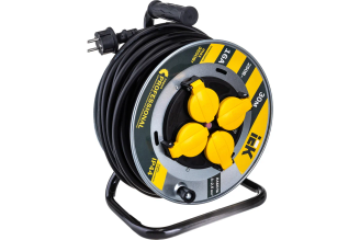 Удлинитель на катушке IEK "Professional" УК30 металл, с термозащитой, 4 места, 2Р+PЕ/30м КГ 3х2,5мм2 IP44 WKP17-16-04-30-44