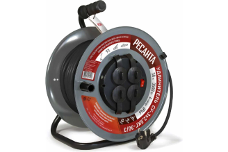 Силовой удлинитель Ресанта на металлической катушке, СУ-3x2,5КГ-30/3 (с выкл., 4 розетки, IP44) 61/118/9