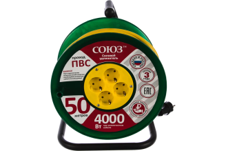 Силовой удлинитель на катушке Союз 4 гнезда 50 м 481S-3705