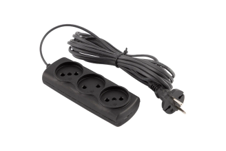 Удлинитель Engy Эконом 5 метров, 3 розетки, черный 186748