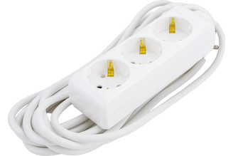 Бытовой удлинитель IEK 3 розетки шнур 5м с заземлением 16А WYP10-16-03-05-Z-N