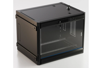 Настенный шкаф Hyperline TWB-FC-1845-GP-RAL9004 19", 18U, черный, 395558