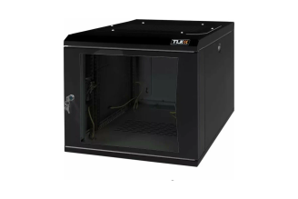 Настенный разборный шкаф TLK 19 9U TWI-096060-R-G-BK со стеклянной дверью