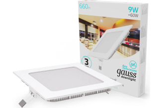 Встраиваемый светильник Gauss Slim 9W 660lm 4000K IP20 квадрат 940111209