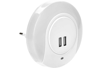 Светильник-ночник IEK 001 круг, USB, датчик освещенности, 220В LDNN5-001-SQ-P-00-S-K01