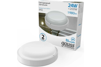 Светильник ЖКХ Gauss Elementary круглый LED 24 Вт 1980 лм IP65 126411324