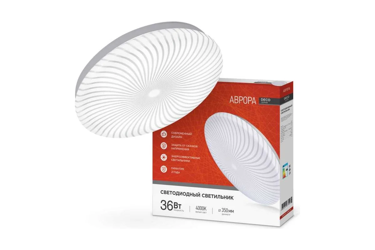 Светодиодный светильник IN HOME серии DECO 36Вт 230В 4000К 2340Лм 380x55мм АВРОРА 4690612037400