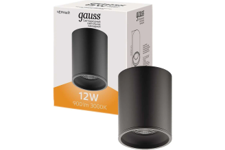 Накладной LED светильник Gauss HD028 12 Вт 3000 К 79x100 мм, черный