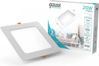 Встраиваемый светильник Gauss elementary 998420218, 20 Вт, 4000 К, белый