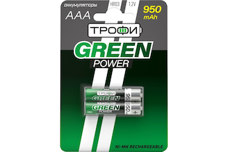 Аккумуляторы Трофи NiMH HR03-2BL 950 mAh GREEN POWER C0032097
