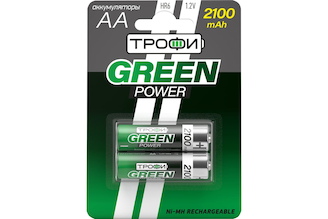 Аккумуляторы ТРОФИ NiMHHR6-2BL 2100 mAh GREEN POWER, C0032099