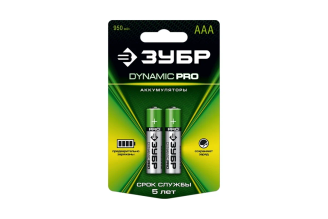 Аккумулятор ЗУБР Ni-Mh DYNAMIC PRO 59271-2C, ААА, 2шт на карточке 59271-2C_z01