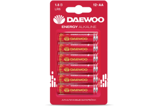 Алкалиновые батарейки DAEWOO Energy Alkaline AA/LR6 1.5 В BL-12, 12 шт, 5057050
