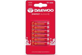 Алкалиновые батарейки DAEWOO Energy Alkaline AAA/LR03 1.5 В BL-12, 12 шт, 5057074
