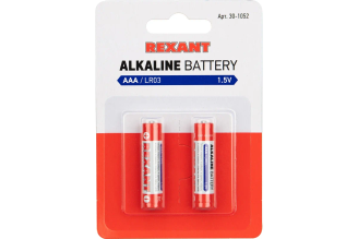 Алкалиновая батарейка REXANT AAA LR03, 2 шт 30-1052
