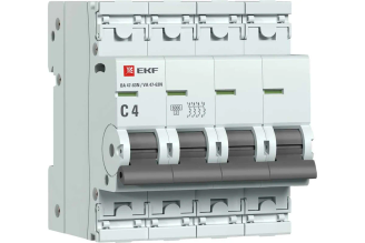 Автоматический выключатель EKF ВА 47-63N PROxima 4P 4 А C 6 кА M636404C