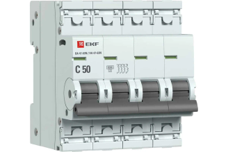 Автоматический выключатель EKF ВА 47-63N PROxima 4P 50 А C 6 кА M636450C