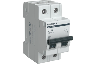 Автоматический выключатель GENERICA ВА47-29М 2P 1.6 А 4.5 кА C MVA21-2-D16-C-G