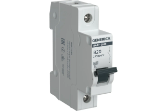 Автоматический выключатель GENERICA ВА47-29М 1P 20 А 4.5 кА B MVA21-1-020-B-G