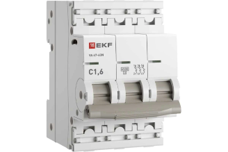 Автоматический выключатель EKF PROXIMA ВА47-63N 3P 1.6 А C 4.5 кА M63431T6C