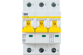 Автоматический выключатель IEK ВА47-60M 3P 50 А 6 кА D MVA31-3-050-D