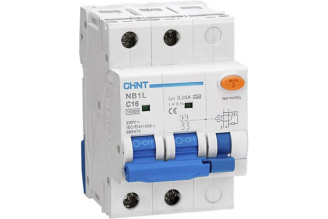 Дифференциальный автомат CHINT NB1L-40 2P C16 30 мА тип АС 6 кА, электромеханический, арт. 197979