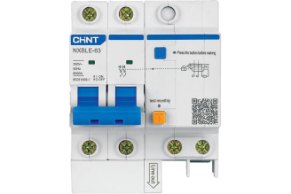 АВДТ CHINT NXBLE-63 2P B63 100 мА тип АС 6 кА электронный, уп. 3 шт., 982298