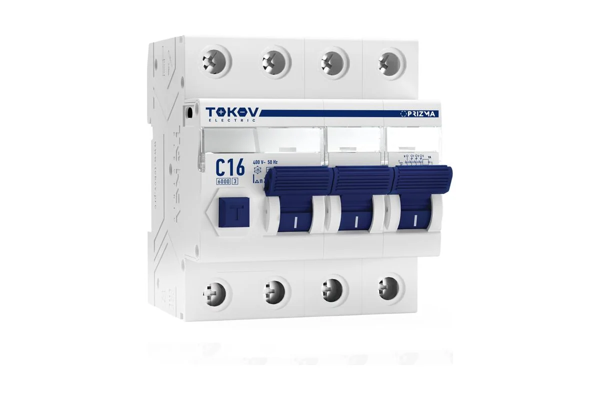 Выключатель автоматический дифференциального тока TOKOV ELECTRIC 4П (3P+N) 16А 30мА тип AC 6кА хар-ка C TKE-PZ60-RCBO-4-16-30-AC