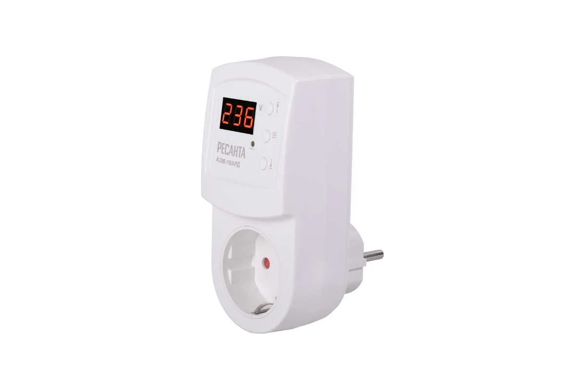 Блок защиты по напряжению Ресанта 16AРД регулируемый (с дисплеем, в розетку) 61/22/32