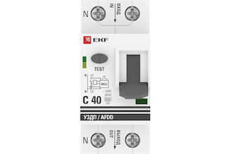 Устройство защиты от дугового пробоя EKF (УЗДП) с автоматическим выключателем 1P+N 40А (C) 6кА PROxima afdd-2-40C-pro