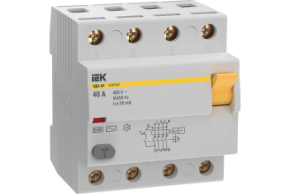 УЗО IEK Karat ВД3-63 4P 40 А 30 мА 6 кА тип АС MDV20-4-040-030