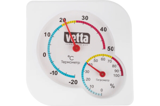 Термометр INBLOOM мини, измерение влажности воздуха, квадратный, 7.5x7.5 см, пластик, блистер 473-052