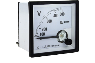Аналоговый вольтметр EKF VMA-961, на панель 96х96, квадратный, 500 В, прямое подключение, PROxima vma-961-500