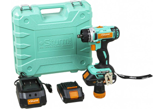 Аккумуляторная дрель Sturm 18 В, 1BatterySystem, 2 акк. 2,0Ач,съемный патрон, кейс CD3618T