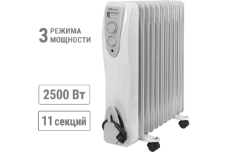 Масляный обогреватель TDM ELECTRIC МО-11, 2500 Вт, 11 секций, регулировка мощности 850/1650/2500 Вт, термостат, SQ2501-0903