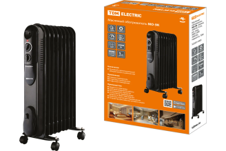 Масляный обогреватель TDM ELECTRIC МО-9К, чёрный, 2000 Вт, регулируемая мощность, термостат, SQ2501-0905