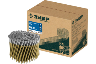 Барабанные гвозди ЗУБР CNW рифленые 90x3.1 мм, 3600 шт 305382-90