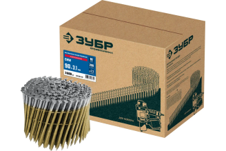 Барабанные гвозди ЗУБР CNW рифленые 90x3.1 мм, оцинкованные, 3600 шт 305383-90