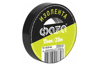 ПВХ-изолента ФАZА 15 мм × 20 м, черная 5013483