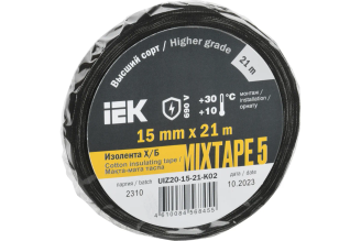 Изолента IEK MIXTAPE 5 Х/Б 15 мм 21 м UIZ20-15-21-K02