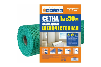 Сетка фасадная 4walls стеклоткань 1х50 м, ячейка 5х5, арт. 124935