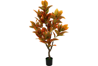 Искусственное растение INBLOOM 120 см, 108 листьев, с горшком, красное 008-011