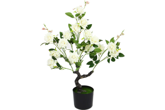 Искусственное растение INBLOOM Роза белая 85 см, PEVA, цемент 008-022