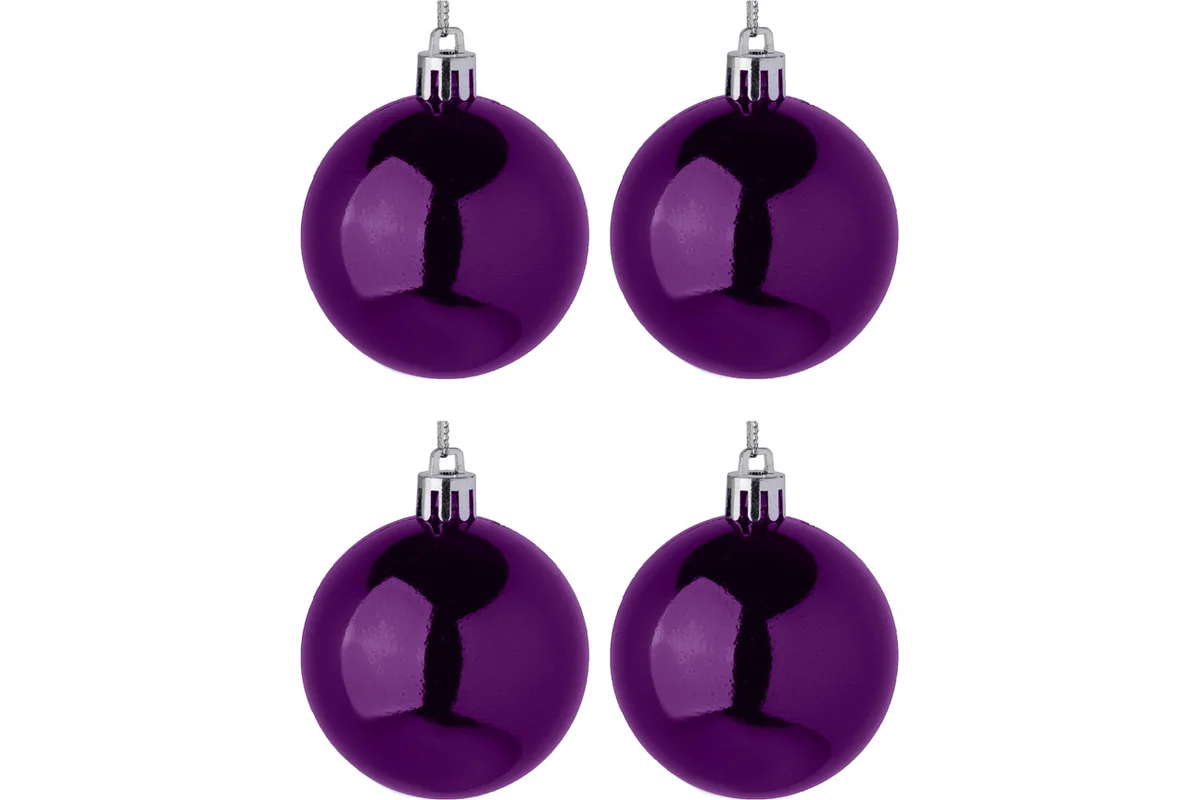 Набор шаров Сноубум 4шт 8см пластик, фиолетовый 372-081