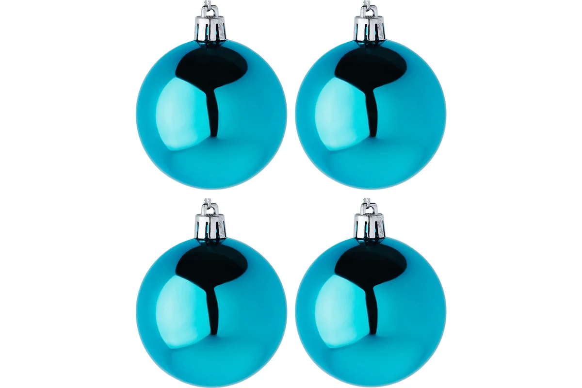 Набор шаров Сноубум 4шт 8см пластик, голубой 372-067